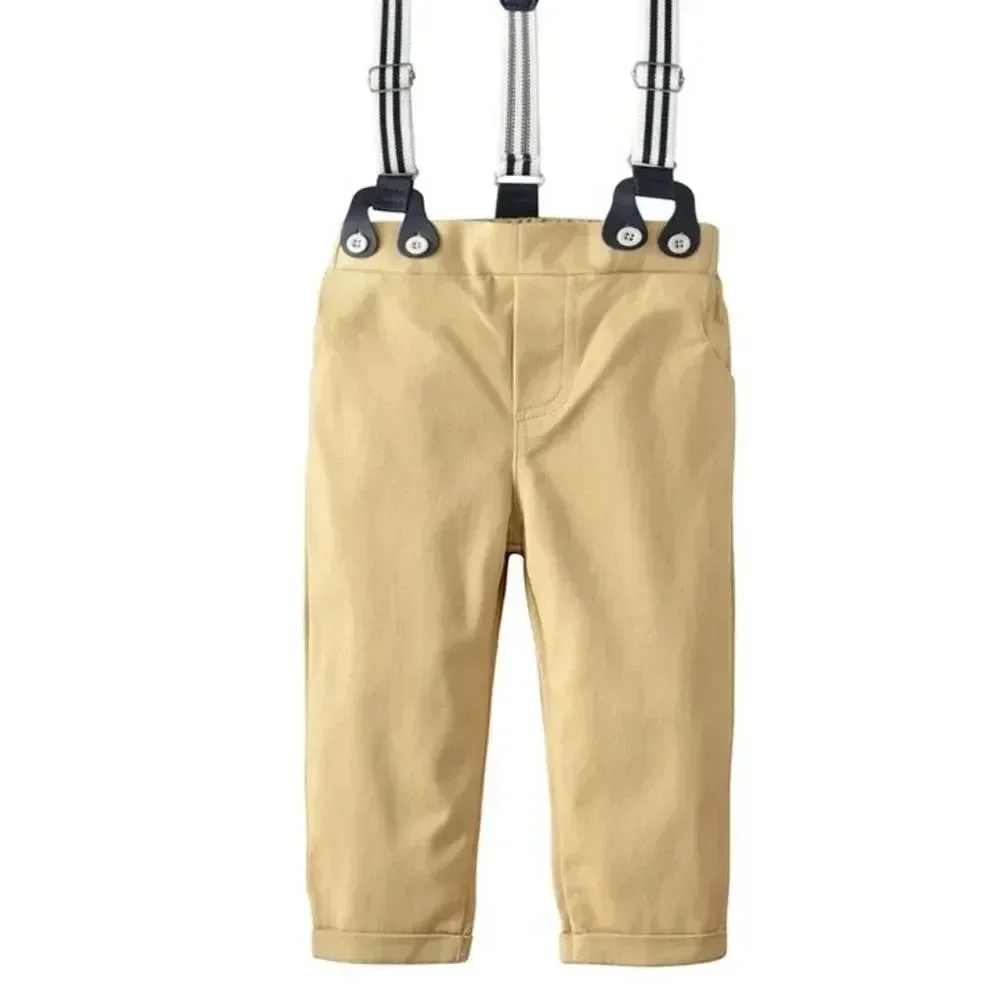 Baby Button Down Onesie, Pants, Suspenders, Bowtie